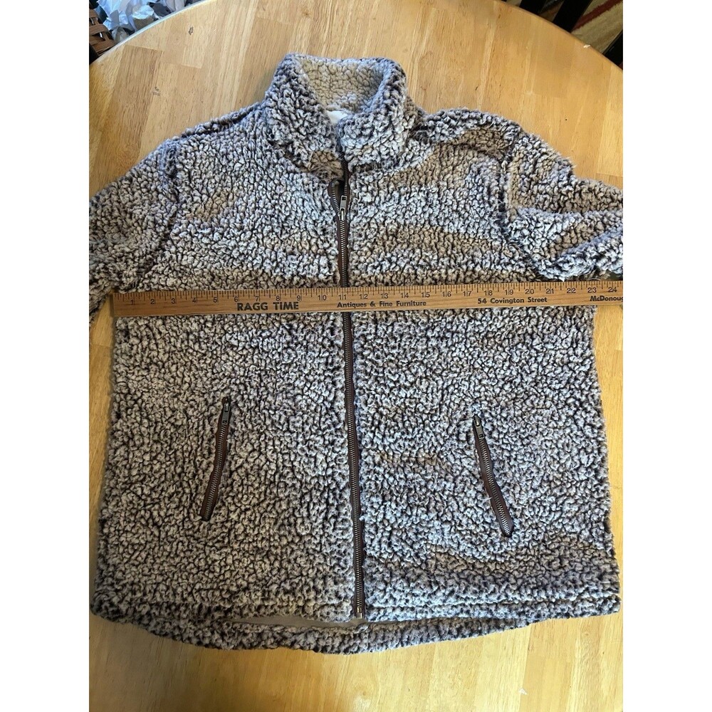 Altered State Brown Bear Sherpa Fleece Jacket Womens Large Zip Front Cozy L - Picture 8 of 16